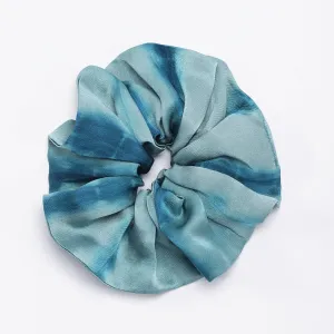100% Silk Scrunchie Tie and Dye Blues