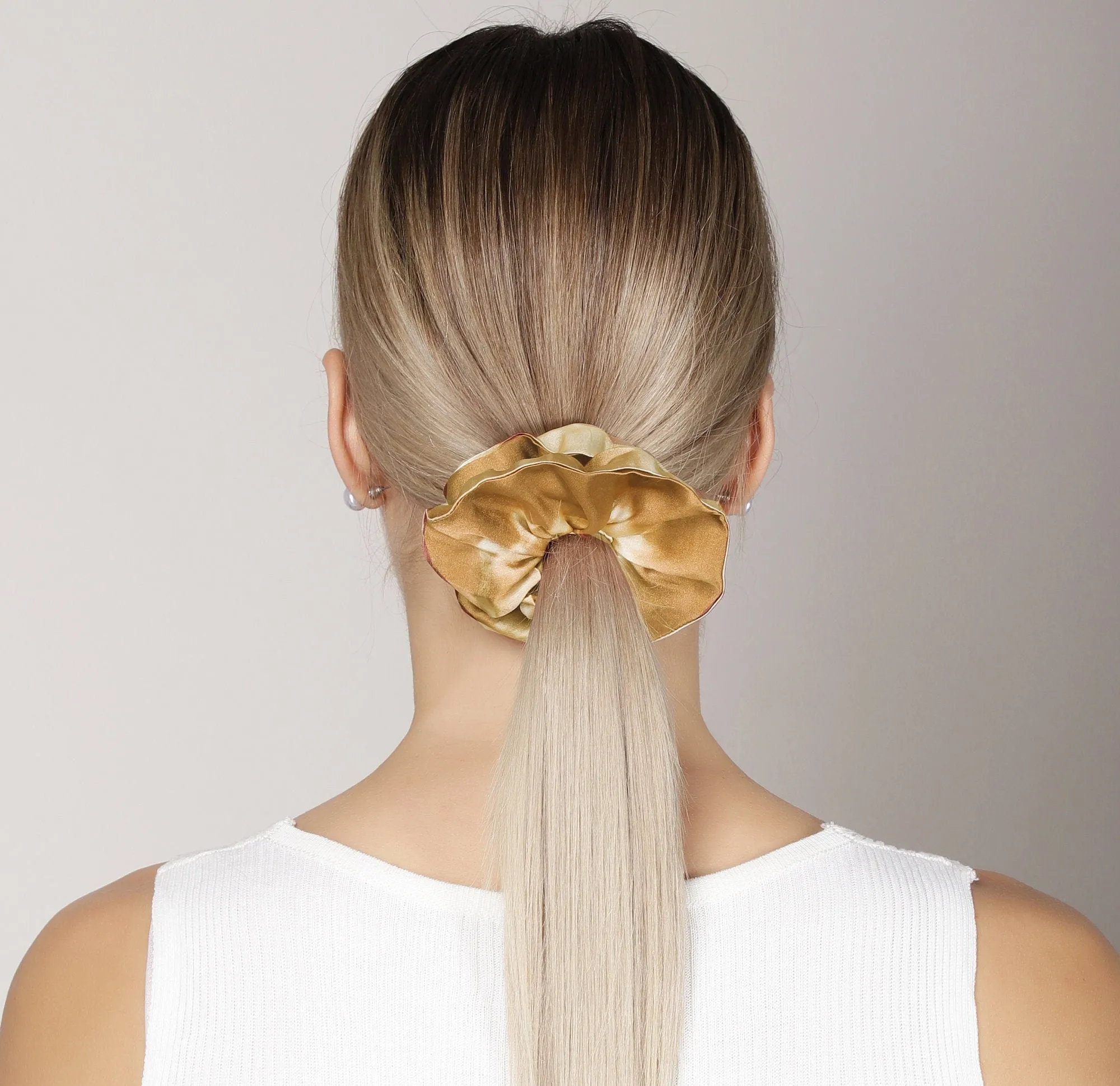 100% Silk Scrunchie Tie and Dye Browns