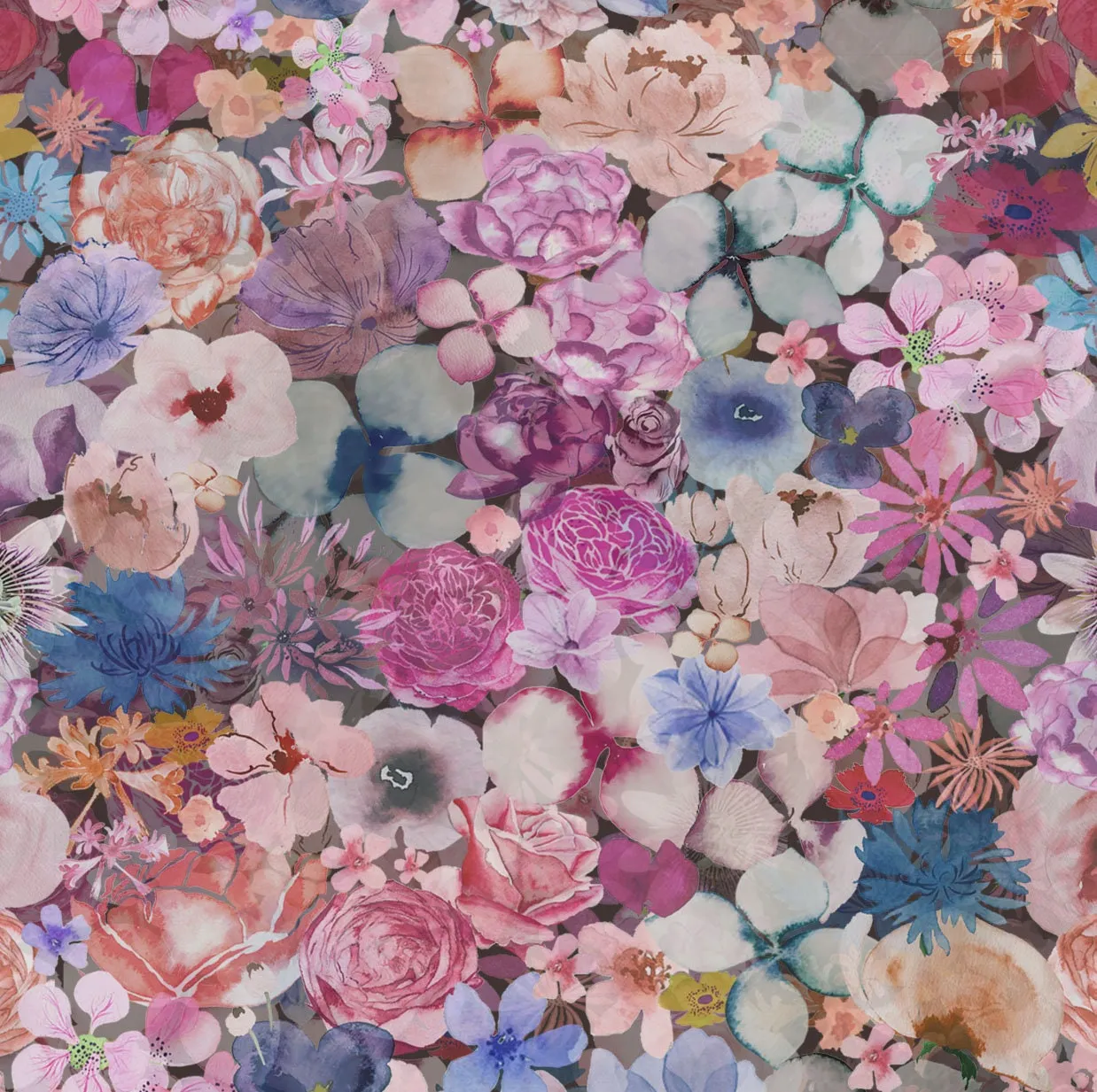100% Silk Skinny Scarf Ditsy Flowers