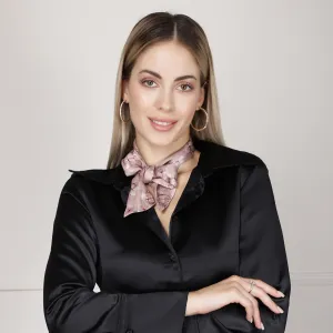 100% Silk Skinny Scarf skeletal leaves Blush