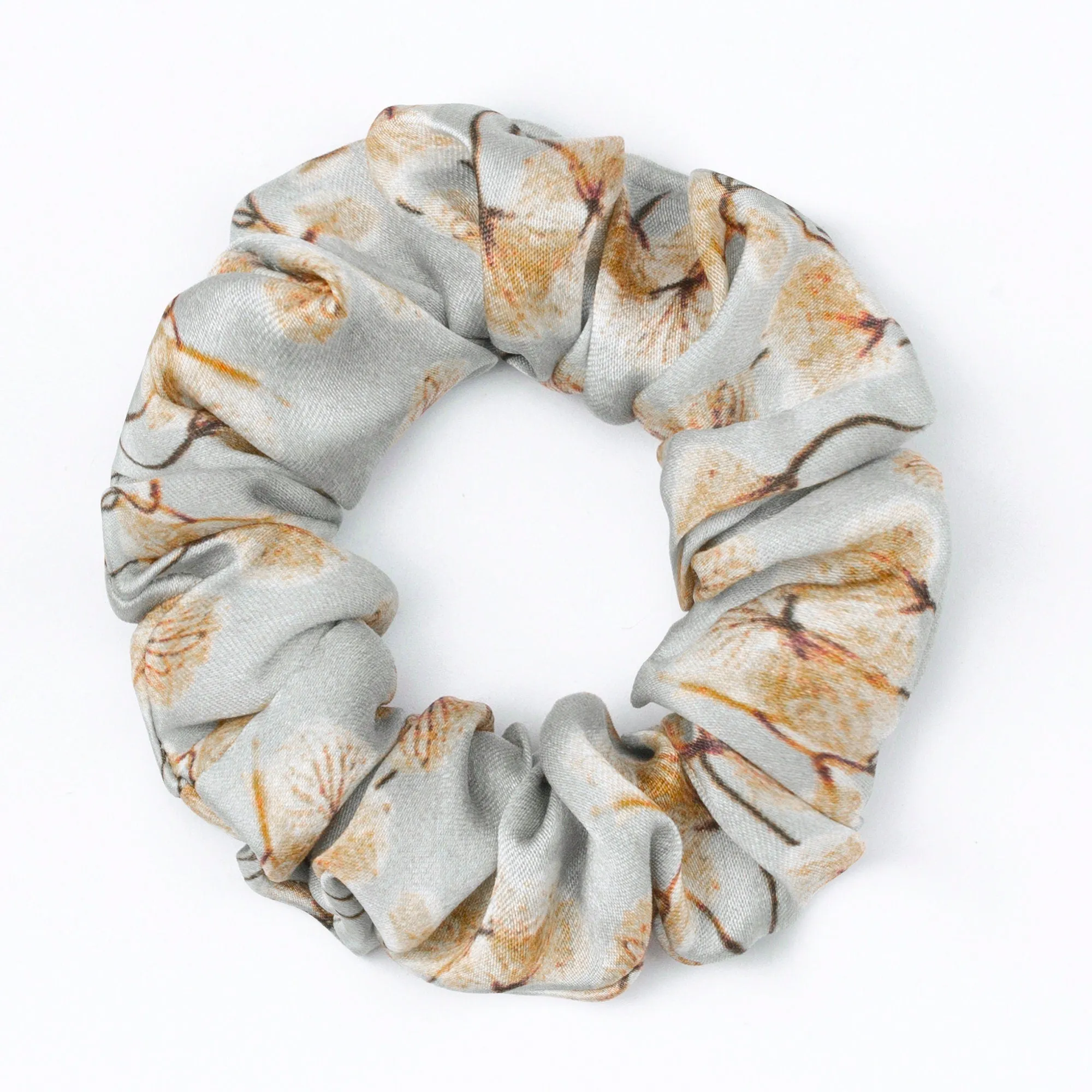 100% Silk Small Scrunchie skeletal leaves