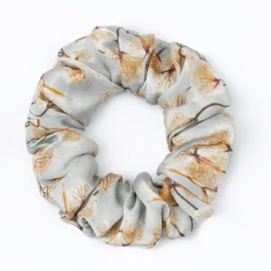 100% Silk Small Scrunchie skeletal leaves
