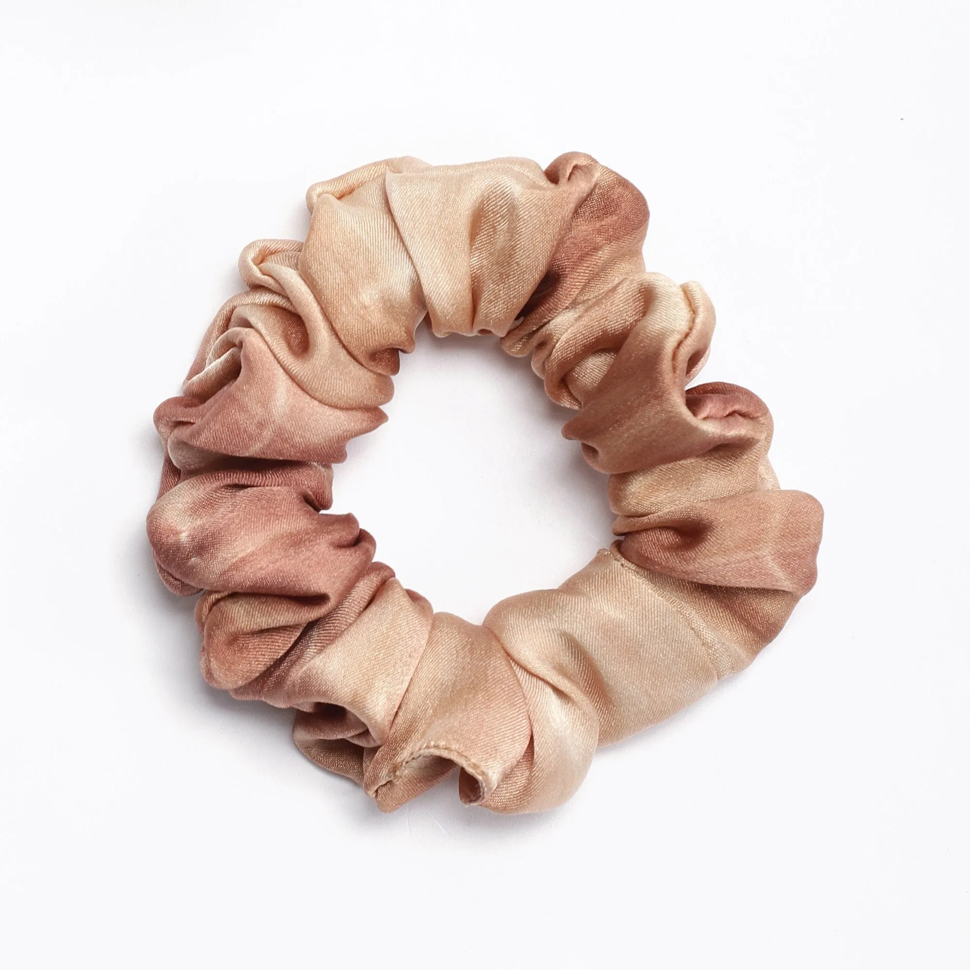 100% Silk Small Scrunchie Tie and Dye Browns