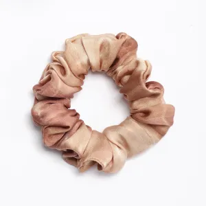 100% Silk Small Scrunchie Tie and Dye Browns