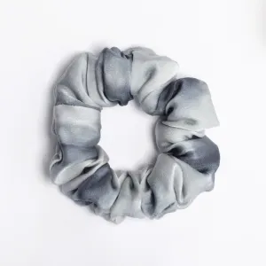 100% Silk Small Scrunchie Tie and Dye Greys