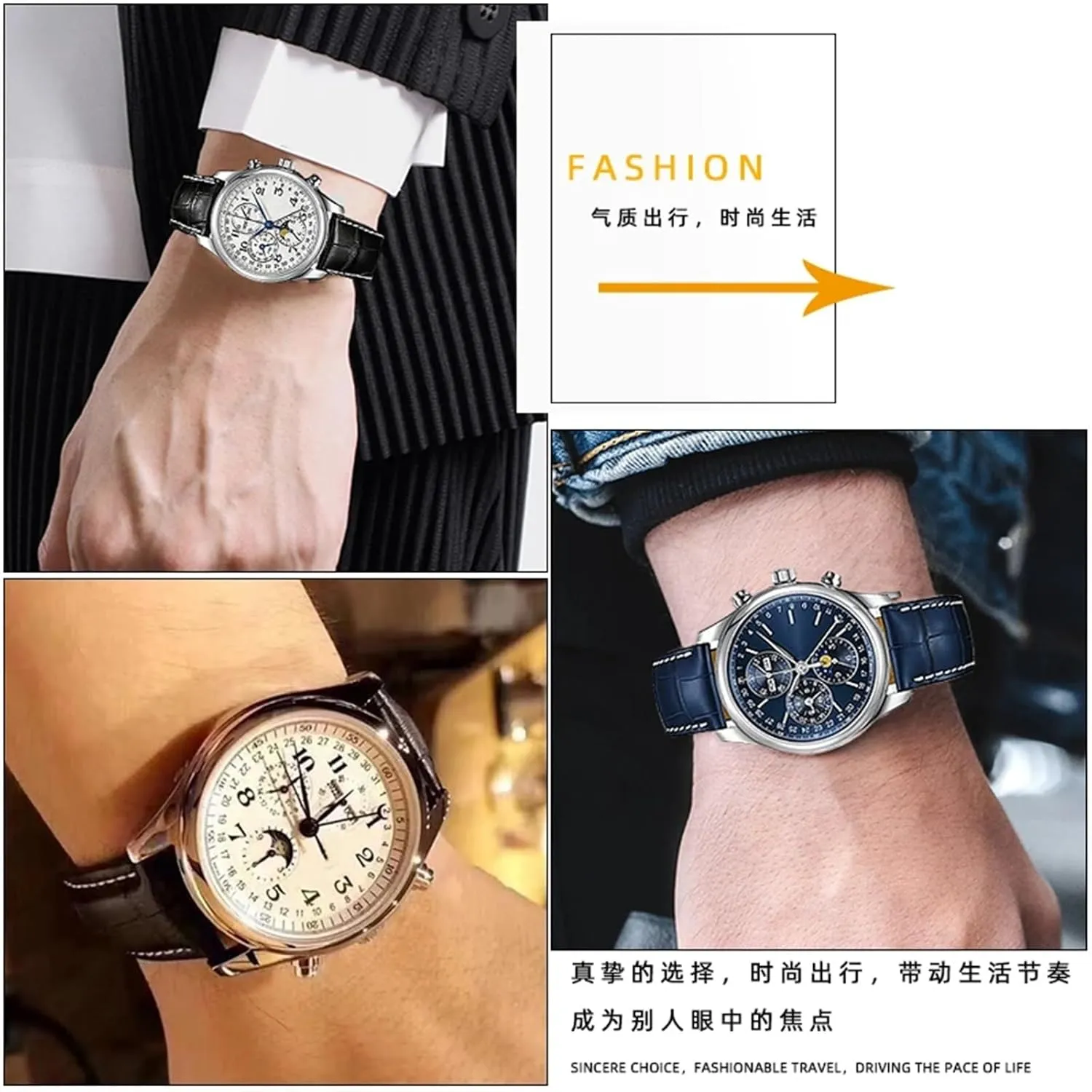 19mm 20mm 21mm Leather Wristband，For Masters Collection L3 L4 L2.628/L2.673 Watch Strap Cowhide Leather Butterfly Buckle watchband