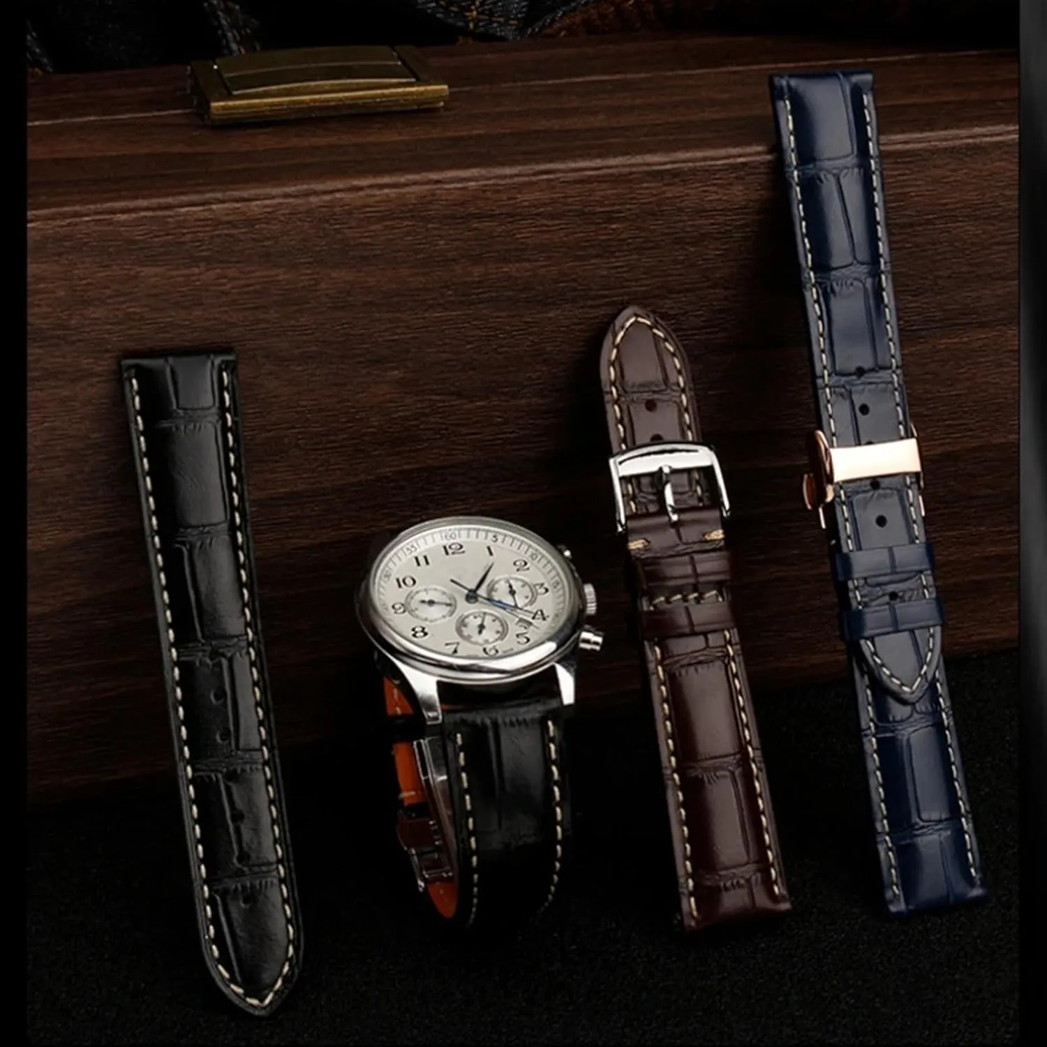 19mm 20mm 21mm Leather Wristband，For Masters Collection L3 L4 L2.628/L2.673 Watch Strap Cowhide Leather Butterfly Buckle watchband