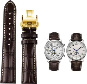 19mm 20mm 21mm Leather Wristband，For Masters Collection L3 L4 L2.628/L2.673 Watch Strap Cowhide Leather Butterfly Buckle watchband