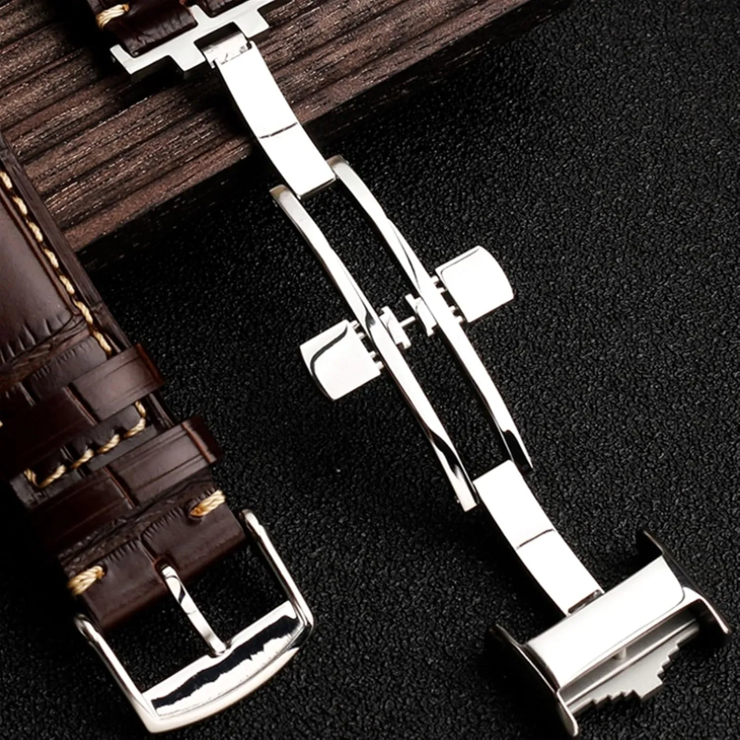 19mm 20mm 21mm Leather Wristband，For Masters Collection L3 L4 L2.628/L2.673 Watch Strap Cowhide Leather Butterfly Buckle watchband