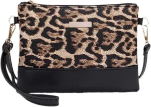 2025 New Leopard Print PU Leather Crossbody Bags for Women Lightweight Spacious Shoulder Purse Trendy Clutch Handbag for Daily Use Travel