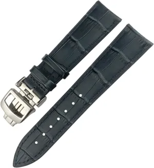 20mm 21mm Cowhide Watchband Fit For Jaeger-LeCoultre Master Watch Strap Soft Black Brown Blue Leather Bracelets Folding Buckle