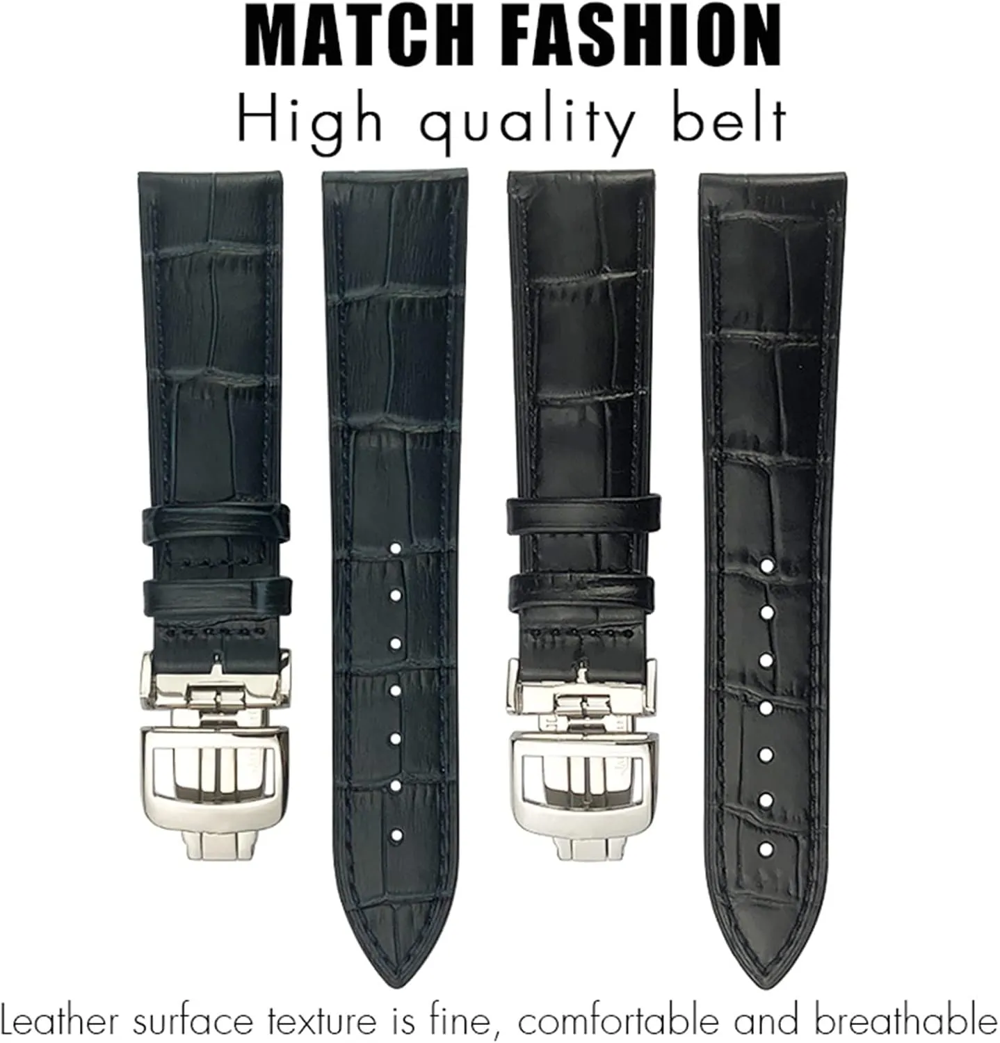 20mm 21mm Cowhide Watchband Fit For Jaeger-LeCoultre Master Watch Strap Soft Black Brown Blue Leather Bracelets Folding Buckle