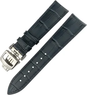 20mm 21mm Cowhide Watchband For Jaeger LeCoultre Master Watch Strap Soft Black Brown Blue Leather Bracelets Folding Buckle