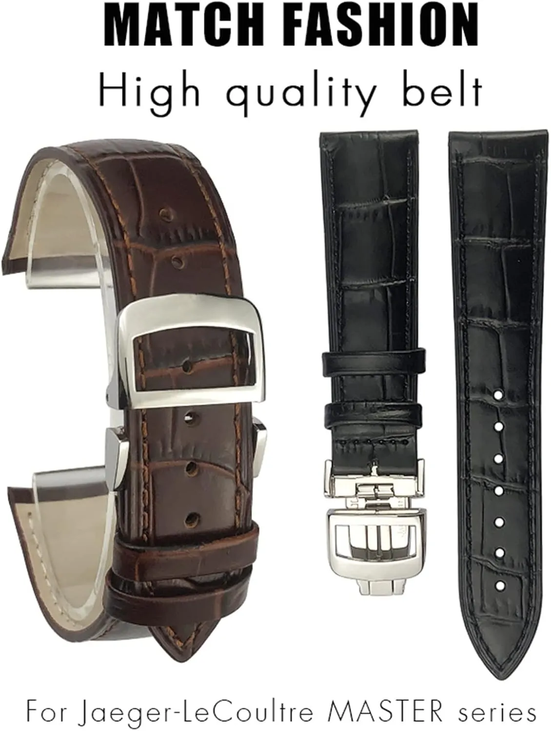 20mm 21mm Cowhide Watchband For Jaeger LeCoultre Master Watch Strap Soft Black Brown Blue Leather Bracelets Folding Buckle