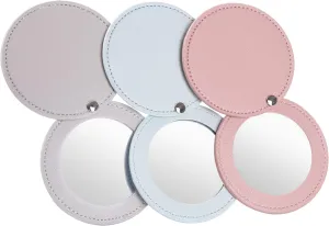 3 Pcs Compact Mirrors for Purses Unbreakable Stainless Steel Mirror with PU Leather Sleeve Mini Portable Makeup Mirror for Purse, Pocket, Travel