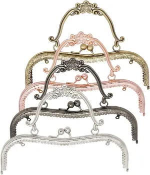 4 Colors Purse Clasp Frame,8.14Inch Bag Kiss Clasp Lock,Metal Purse Frame for DIY Craft,Purse Making,Bag Making