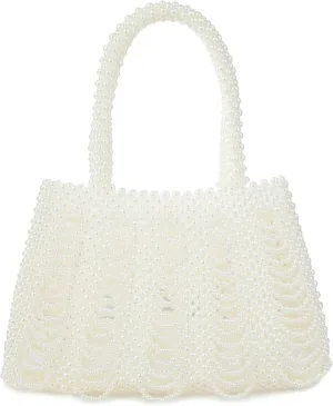 Acrylic Beaded Tassel Handbag Pearl Purse Evening Clutch for Wedding Party