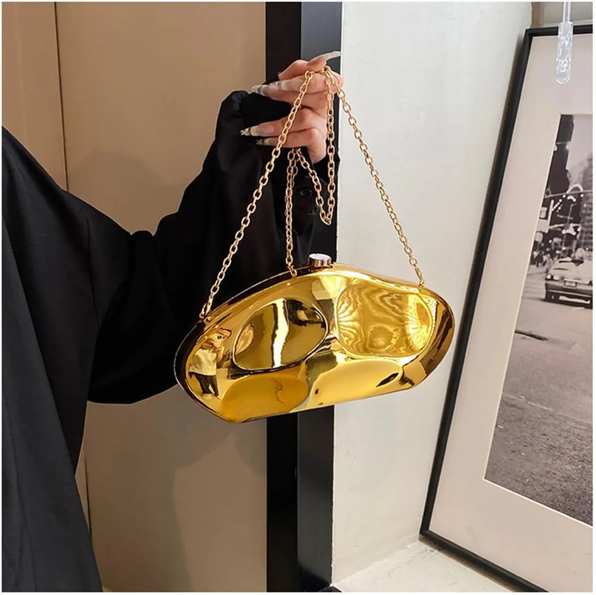 Acrylic Clutch for Women Evening HandBag Metallic Lipstick Bag for Wedding Party Prom Cocktail