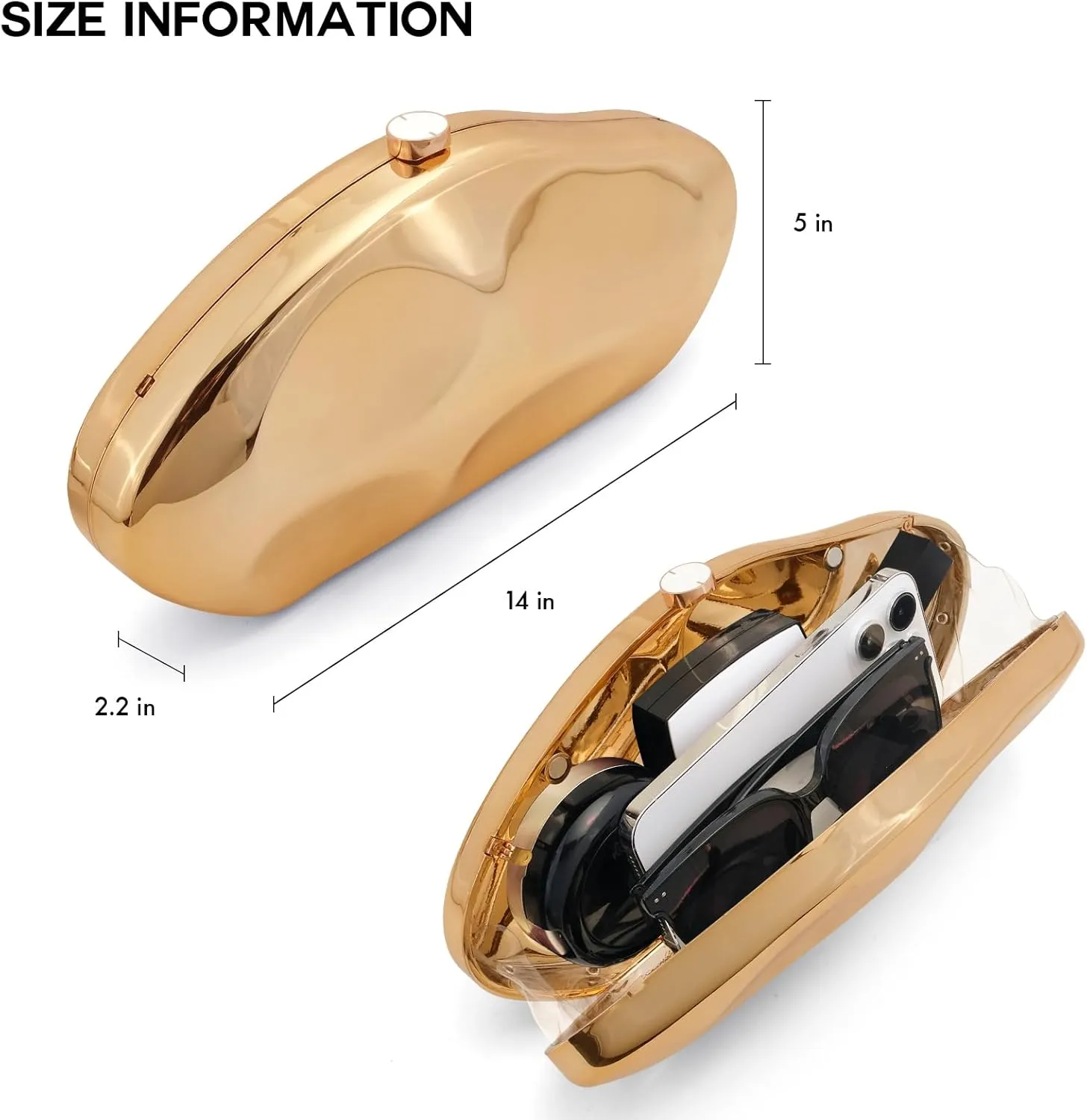 Acrylic Clutch Purse for Women Evening Bag, Irregular Shell Acrylic Purse Box Clutch with Chain for Party Wedding Prom