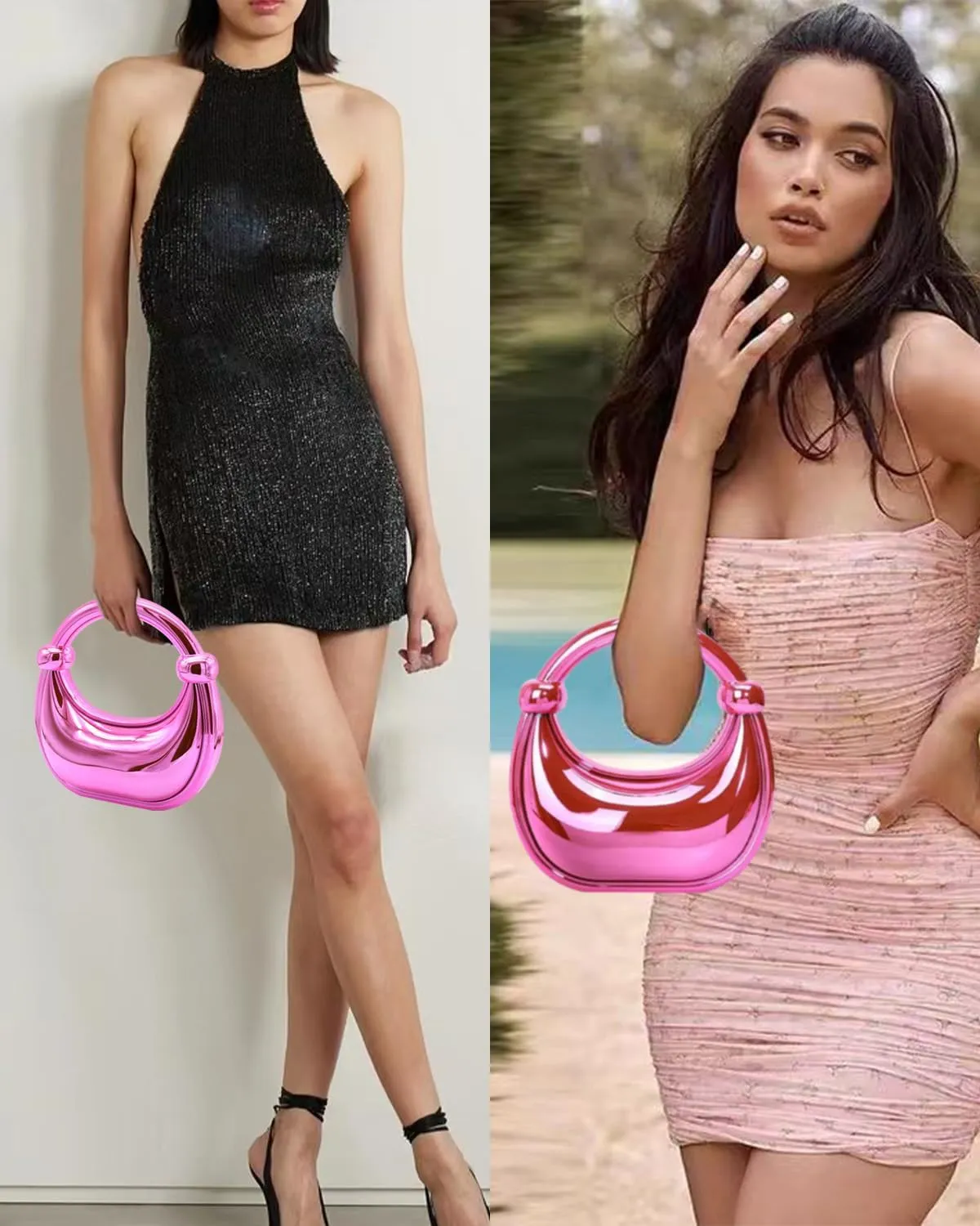 Acrylic Evening Clutch Purse for Women, Metallic Purse Evening Handbags Moon Hobo Bag, Gold Purse for Wedding Party Prom