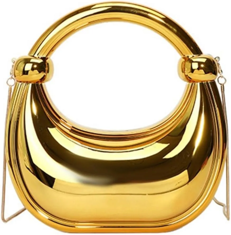 Acrylic Evening Clutch Purse Top-handle Moon Hobo Bag, Elegant Marble Handbag for Wedding Cocktail Party