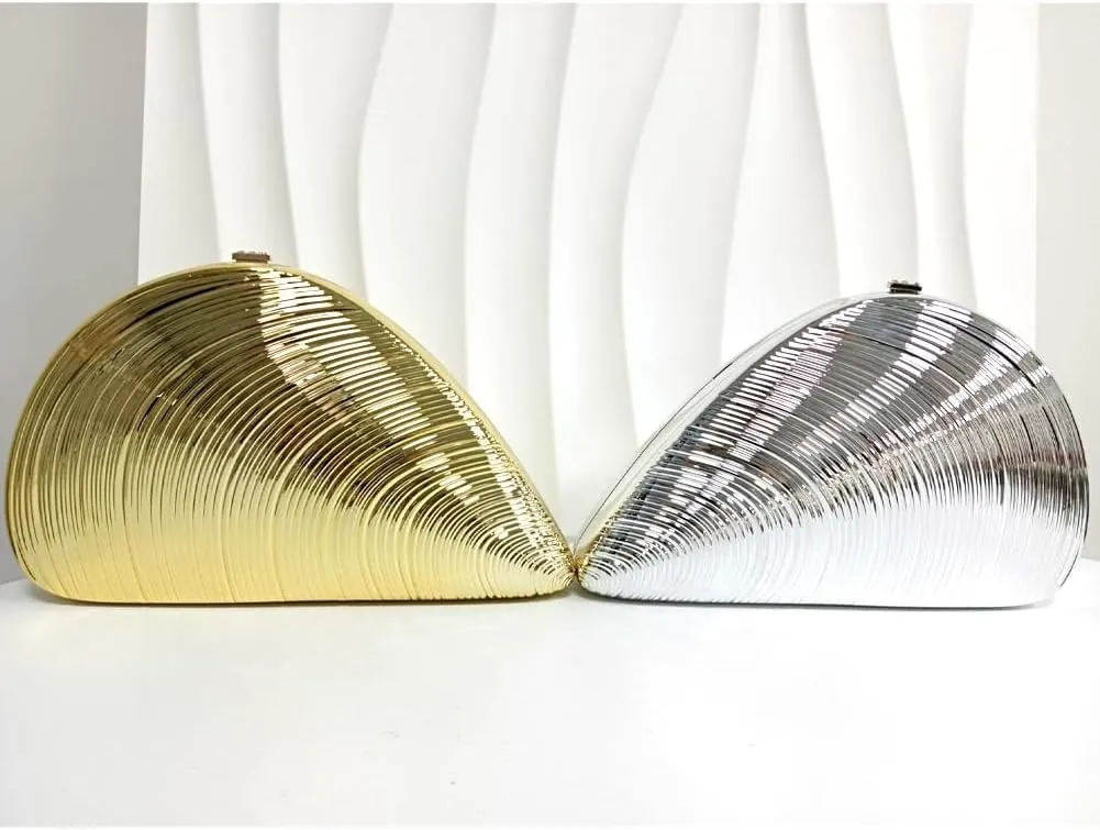 Acrylic Shell Clutch Purse for Women Metallic Evening Bag Cute Acrylic Crossbody Bag for Wedding Party Prom