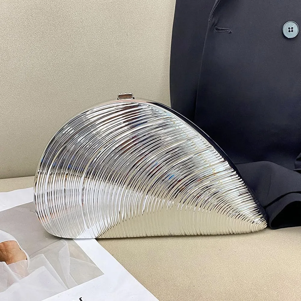 Acrylic Shell Clutch Purse for Women Metallic Evening Bag Cute Acrylic Crossbody Bag for Wedding Party Prom