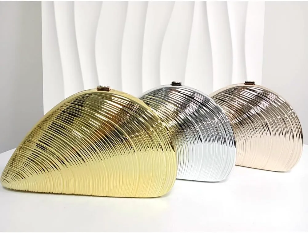 Acrylic Shell Clutch Purse for Women Metallic Evening Bag Cute Acrylic Crossbody Bag for Wedding Party Prom