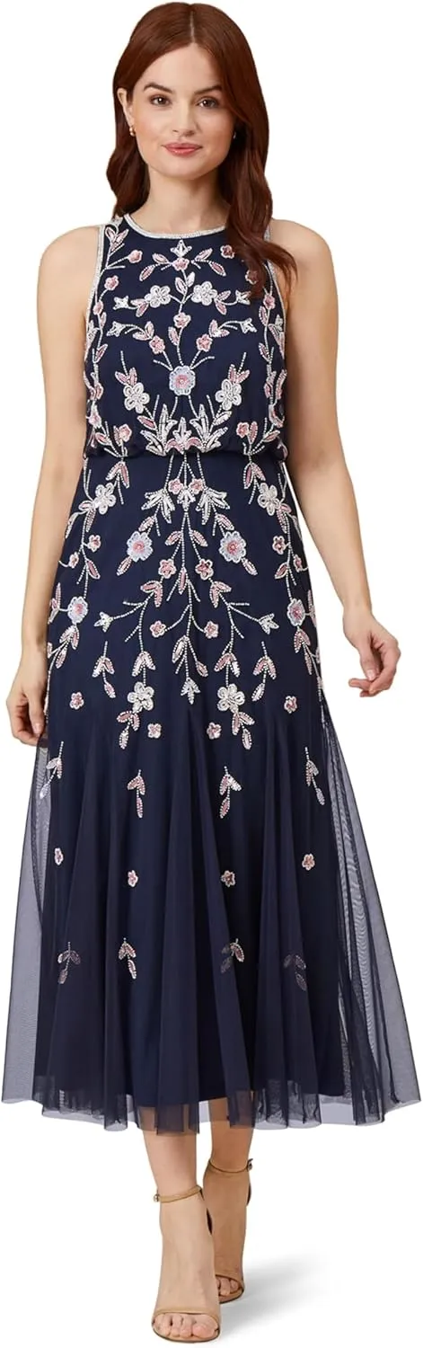 Adrianna Papell Women's Beaded Blouson Dress