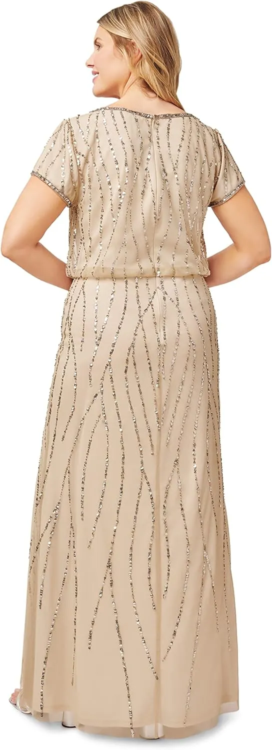 Adrianna Papell Women's Beaded Blouson Dress