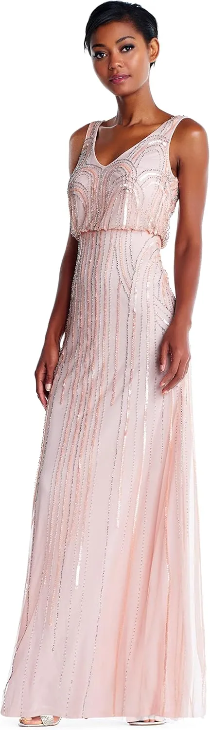 Adrianna Papell Women's Blsn Beaded Art Nouveau