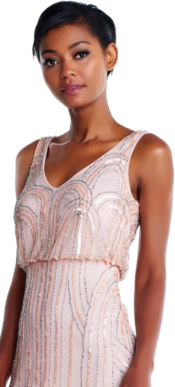 Adrianna Papell Women's Blsn Beaded Art Nouveau