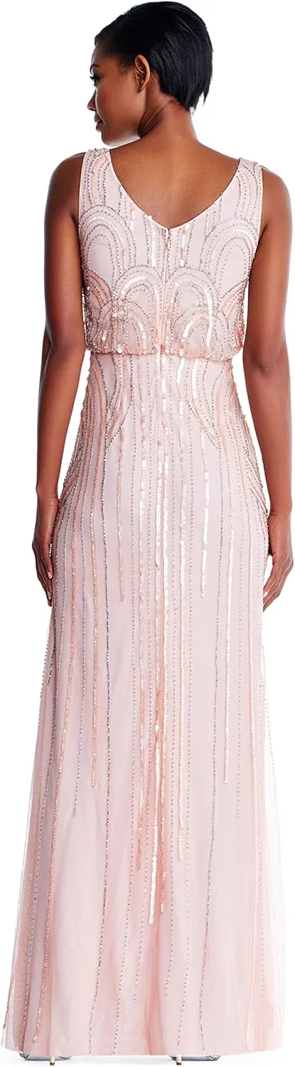 Adrianna Papell Women's Blsn Beaded Art Nouveau