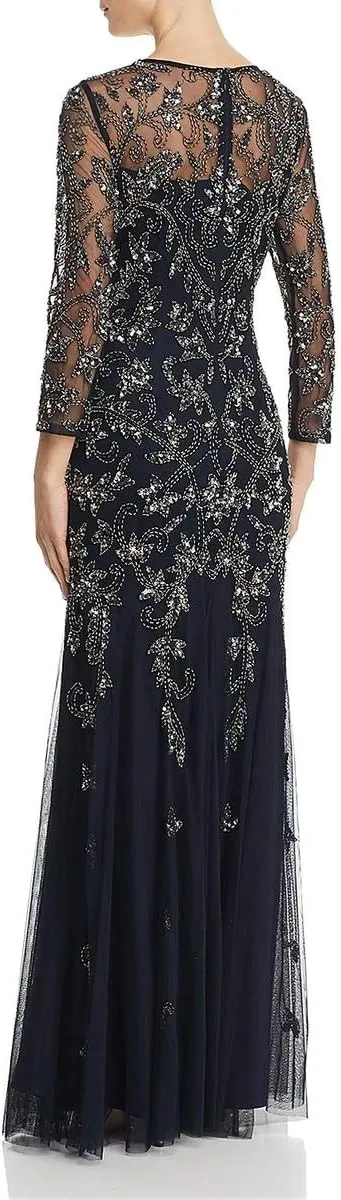 Adrianna Papell Women's Long Sleeve Bead Dress