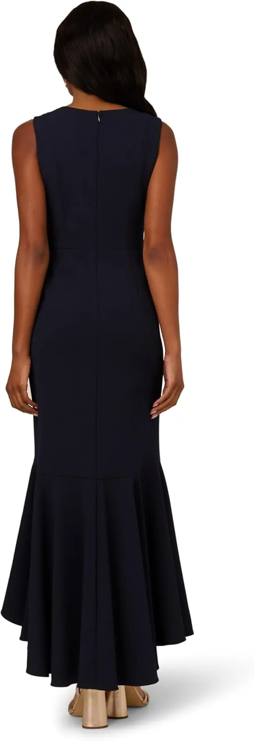 Adrianna Papell Women's Ruffle Flounce Crepe Gown