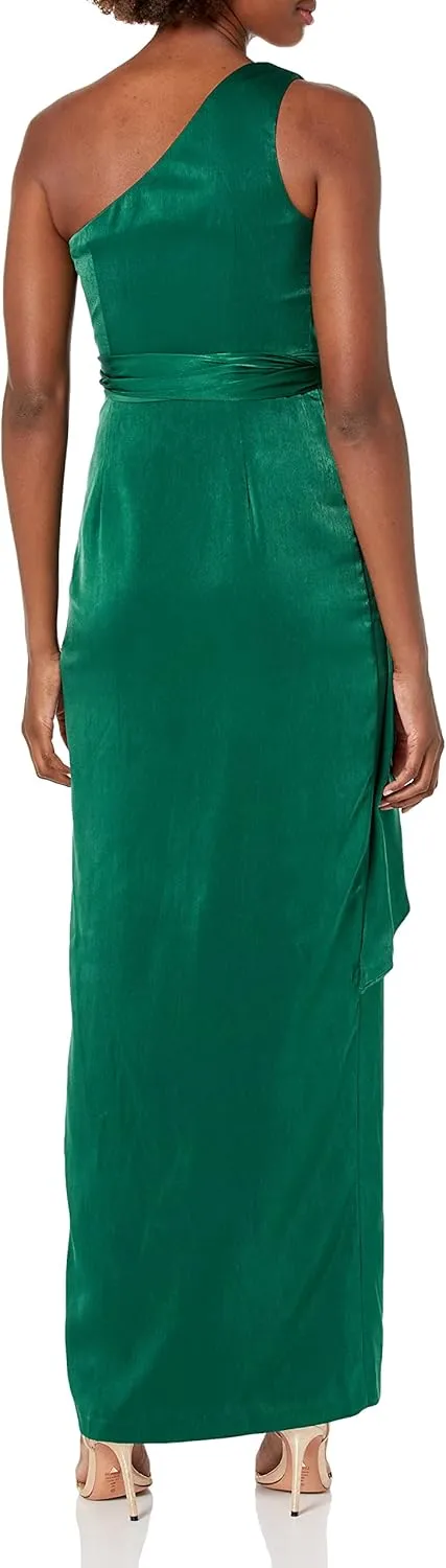 Aidan Mattox Women's One Shoulder Washed Charmeuse Draped Dress/Gown