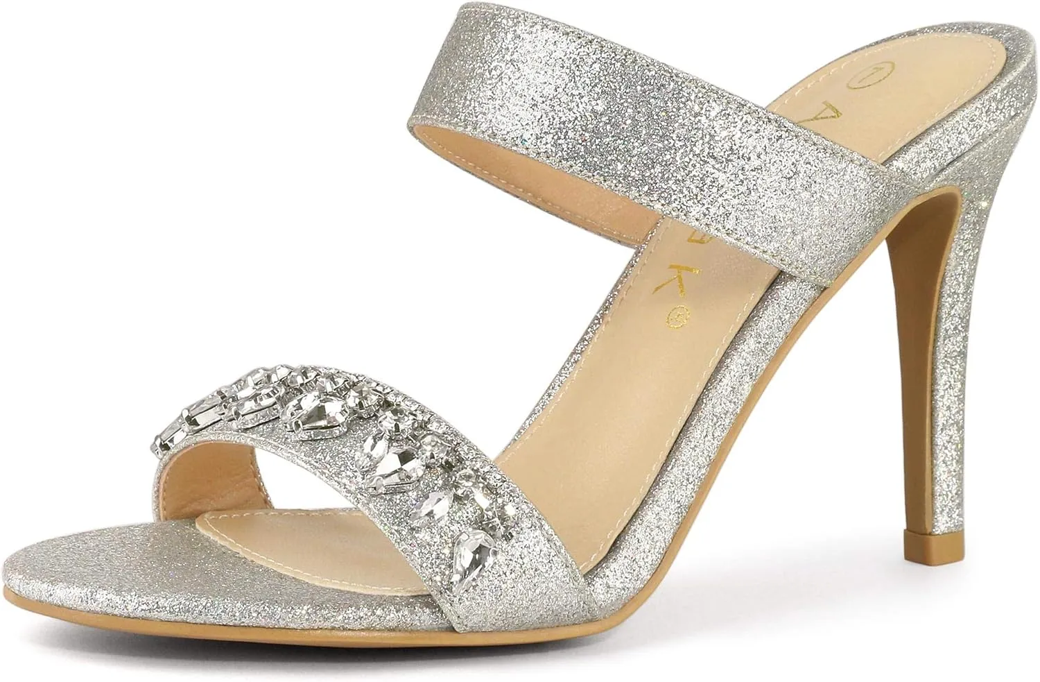 Allegra K Women's Glitter Rhinestone Stiletto Heels Sandals