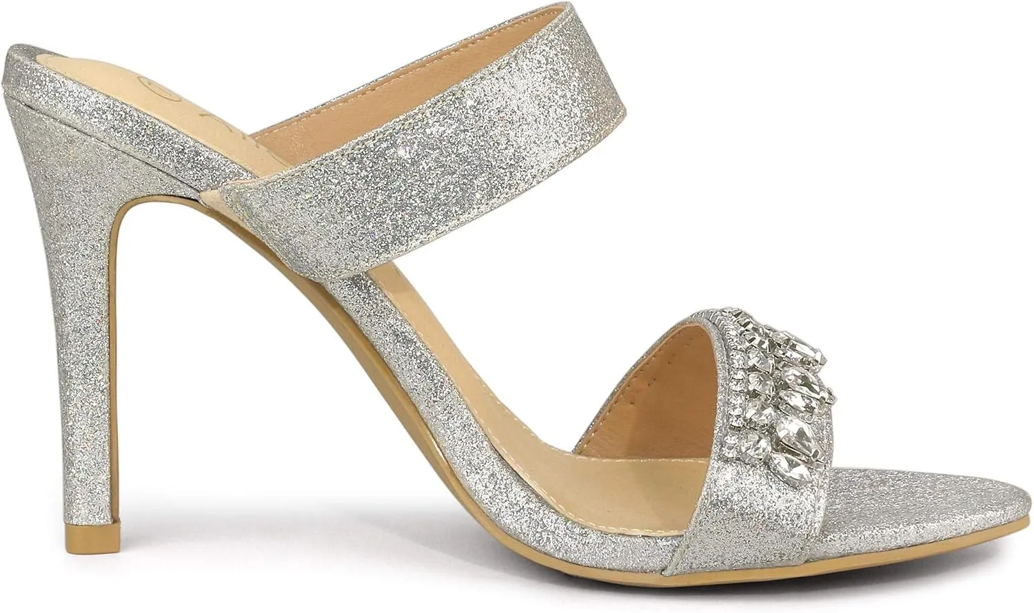 Allegra K Women's Glitter Rhinestone Stiletto Heels Sandals