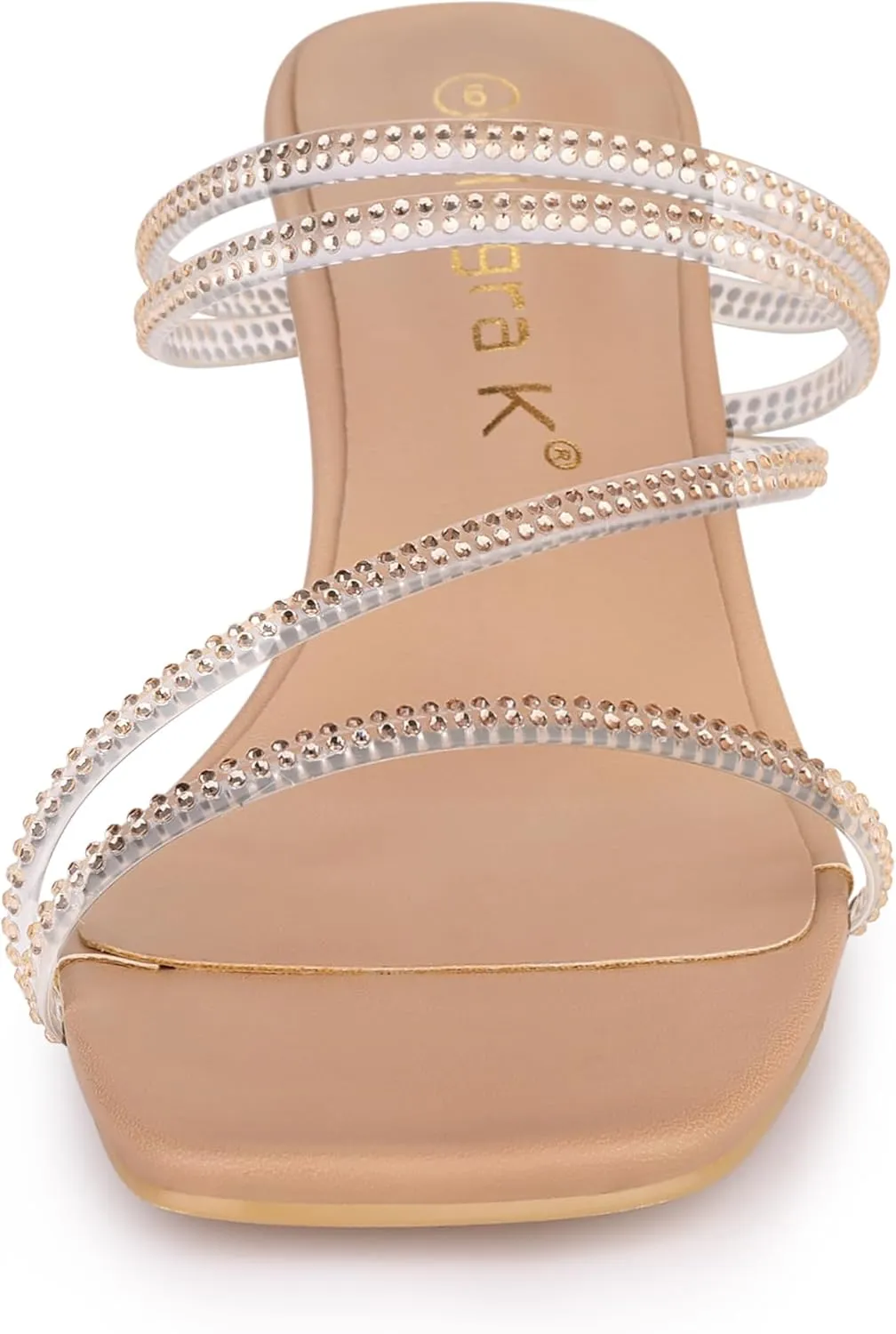 Allegra K Women's Rhinestone Strappy Kitten Heel Slide Heels Sandals