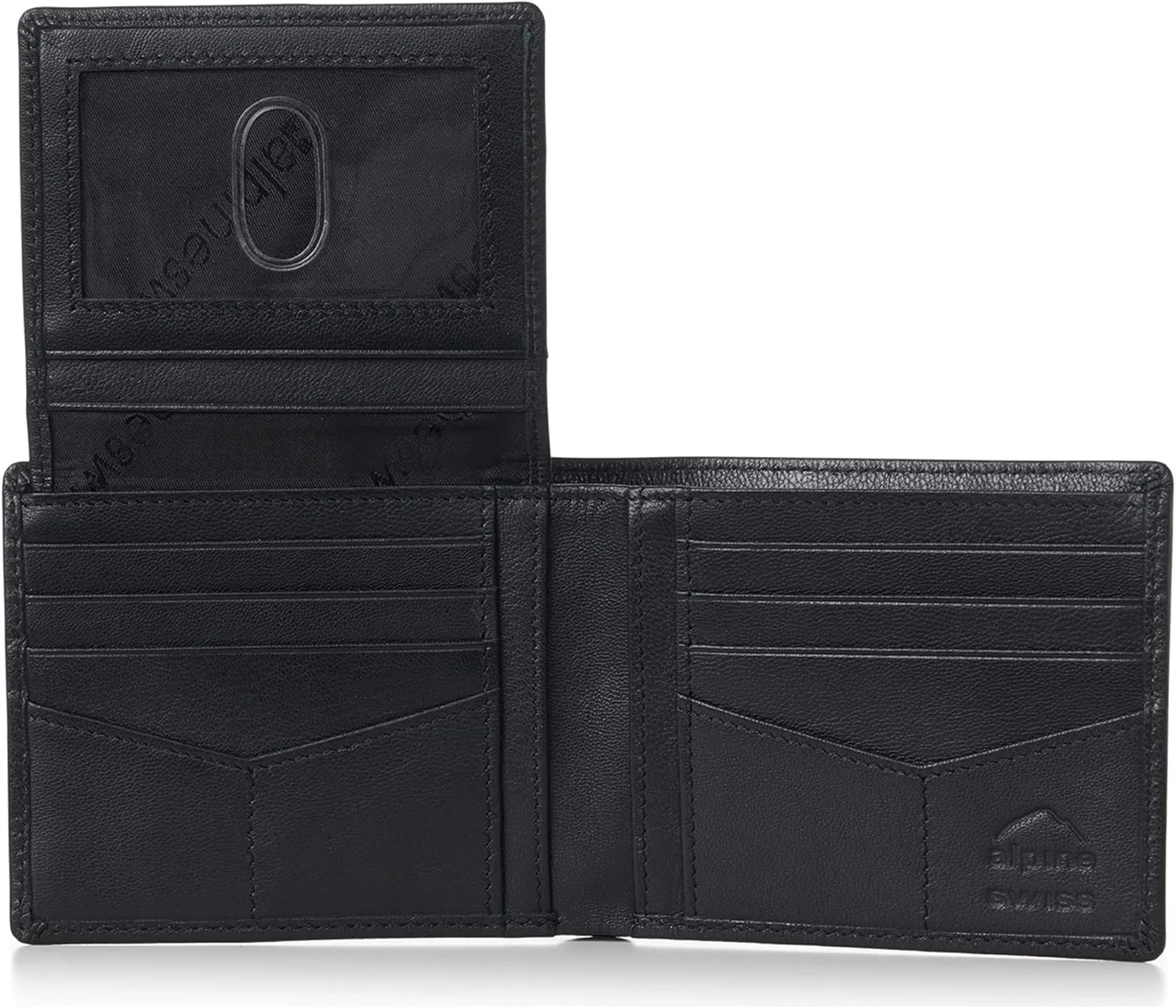 Alpine Swiss RFID Mathias Mens Wallet Deluxe Capacity Passcase Bifold With Divided Bill Section Camden Collection Comes in a Gift Box