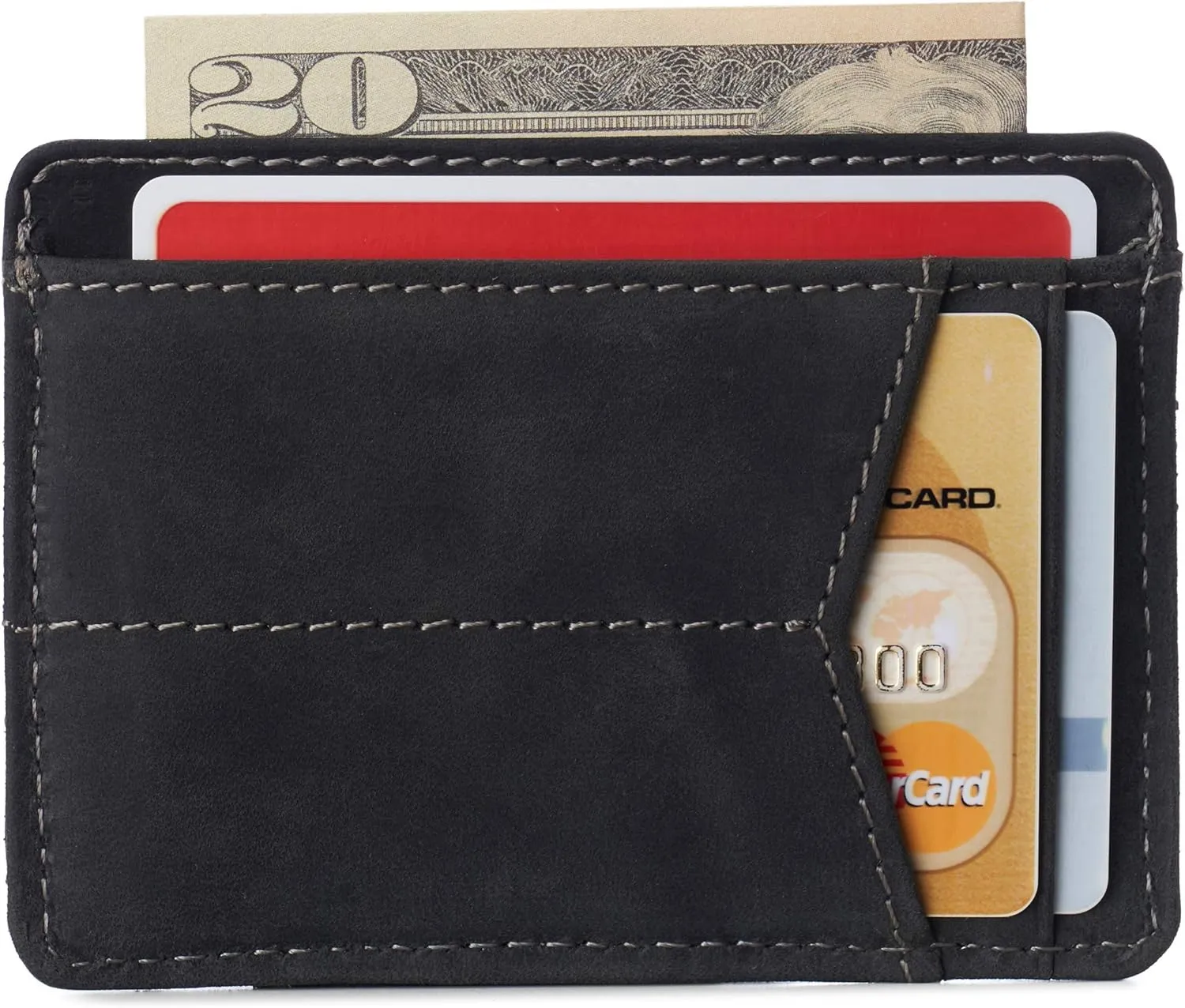 Alpine Swiss RFID Minimalist Oliver Front Pocket Wallet For Men Leather Hampton Collection Nubuck Black