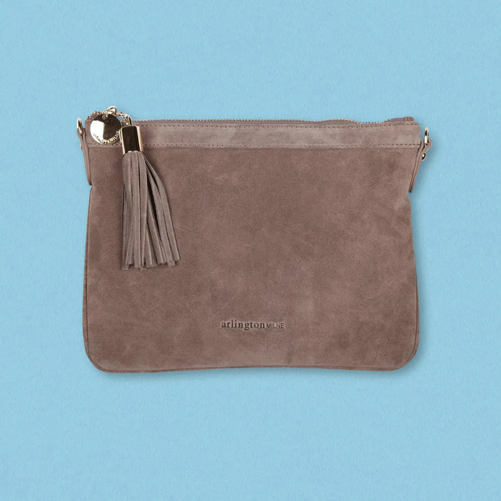 Arlington Milne Coco Clutch, Smoke Suede