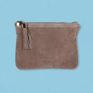 Arlington Milne Coco Clutch, Smoke Suede