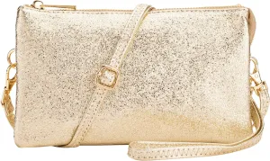 B BRENTANO Vegan Leather Multi-Pocket Crossbody Purse/Clutch with Card Slots, Removable Wristlet & Adjustable Shoulder Strap