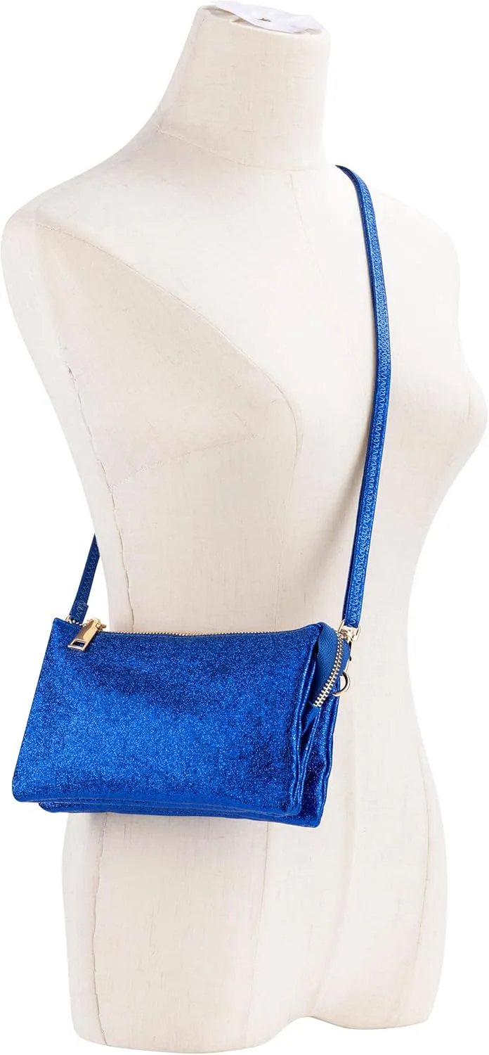 B BRENTANO Vegan Leather Multi-Pocket Crossbody Purse/Clutch with Card Slots, Removable Wristlet & Adjustable Shoulder Strap