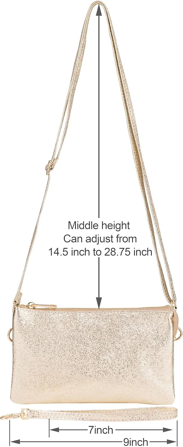 B BRENTANO Vegan Leather Multi-Pocket Crossbody Purse/Clutch with Card Slots, Removable Wristlet & Adjustable Shoulder Strap