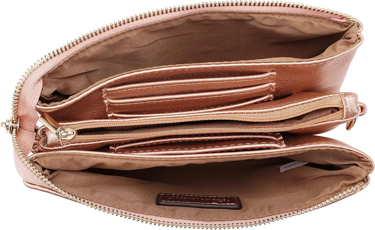 B BRENTANO Vegan Leather Multi-Pocket Crossbody Purse/Clutch with Card Slots, Removable Wristlet & Adjustable Shoulder Strap