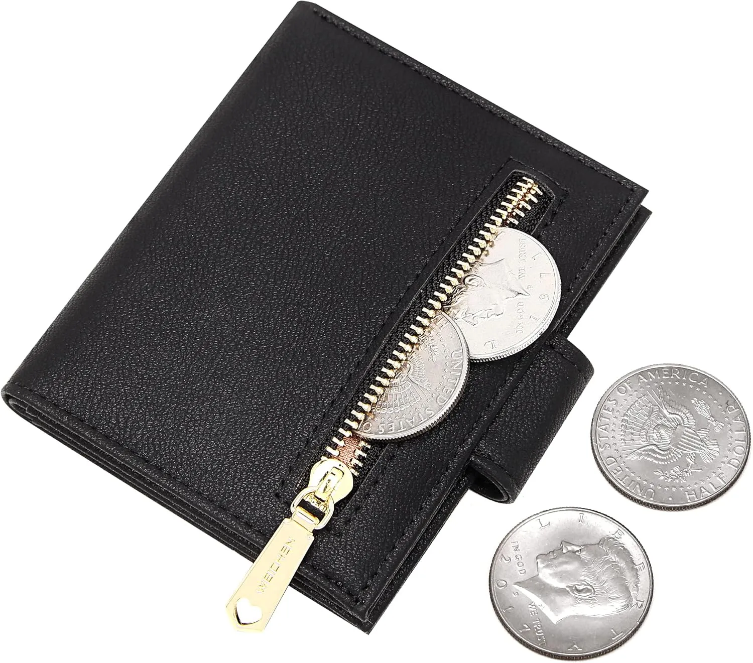 Badiya Small Wallets for Women Bifold Multi Card Case Wallet Slim Credit Card Holder with Zipper Coin Purse