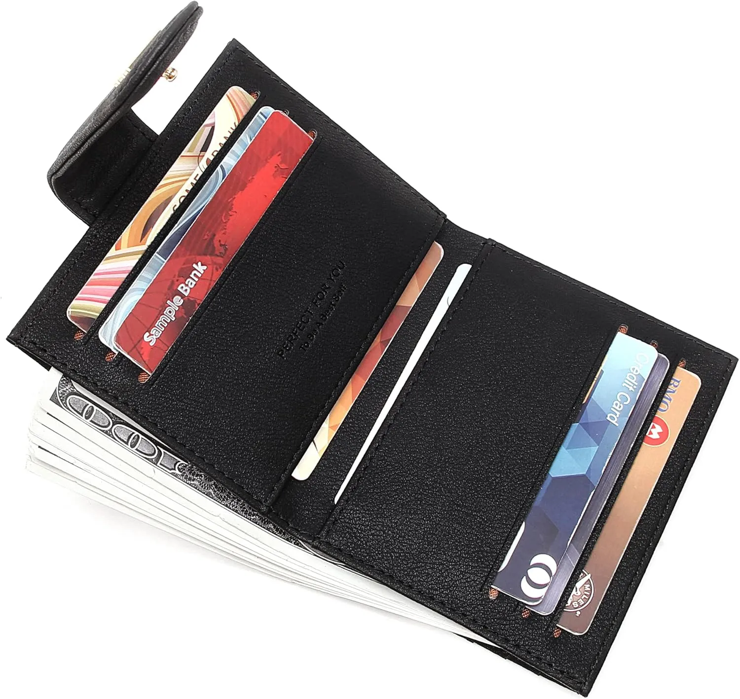 Badiya Small Wallets for Women Bifold Multi Card Case Wallet Slim Credit Card Holder with Zipper Coin Purse
