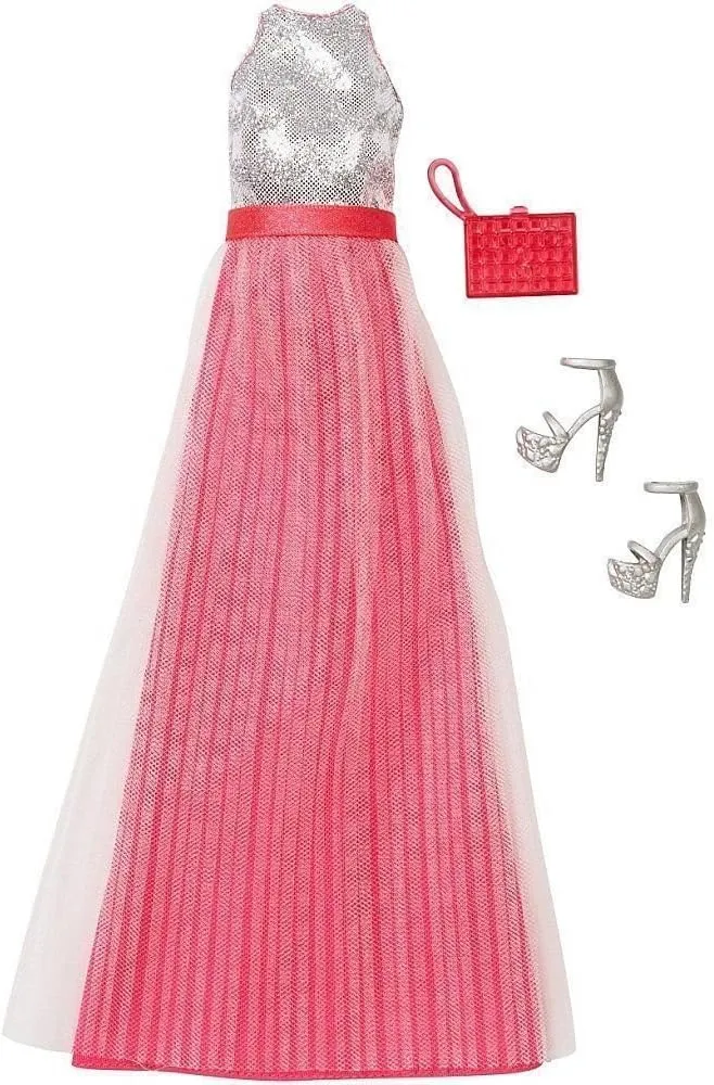 Barbie Fashion - Gone Glam Pink & Silver Dress with Shoes & Handbag